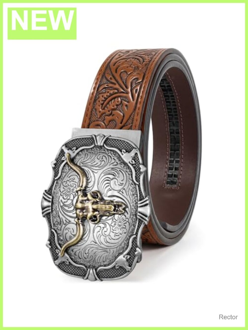 Western Ratchet Belt for Men Leather One-Hand Adjust Cowboy